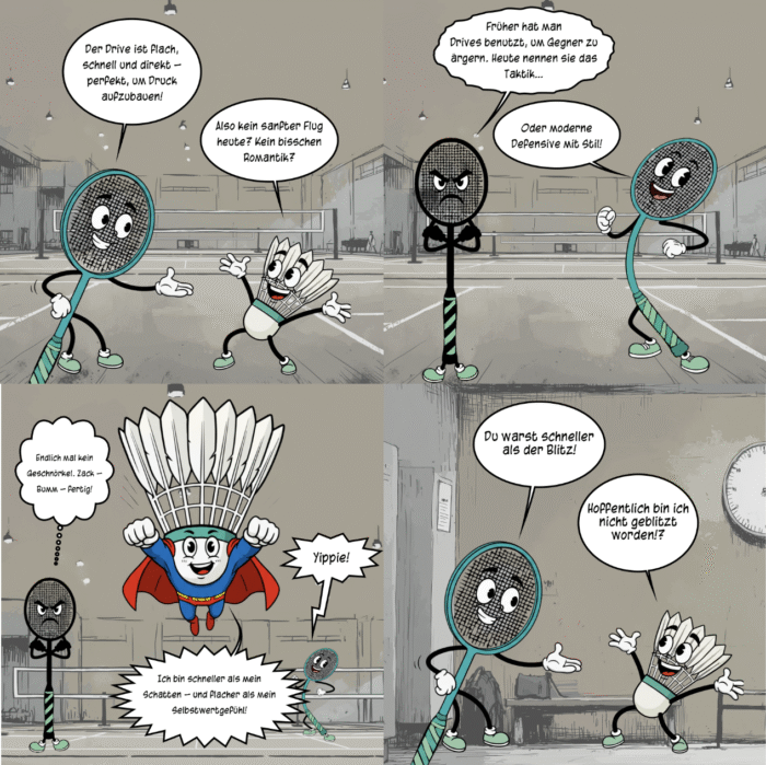 Comic Badminton Basics: der Drive