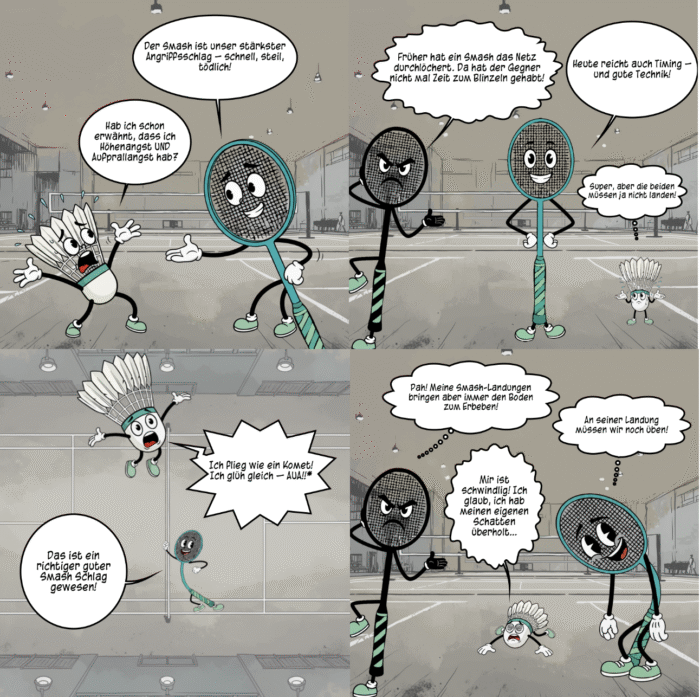 Comic Badminton Basics: der Smash
