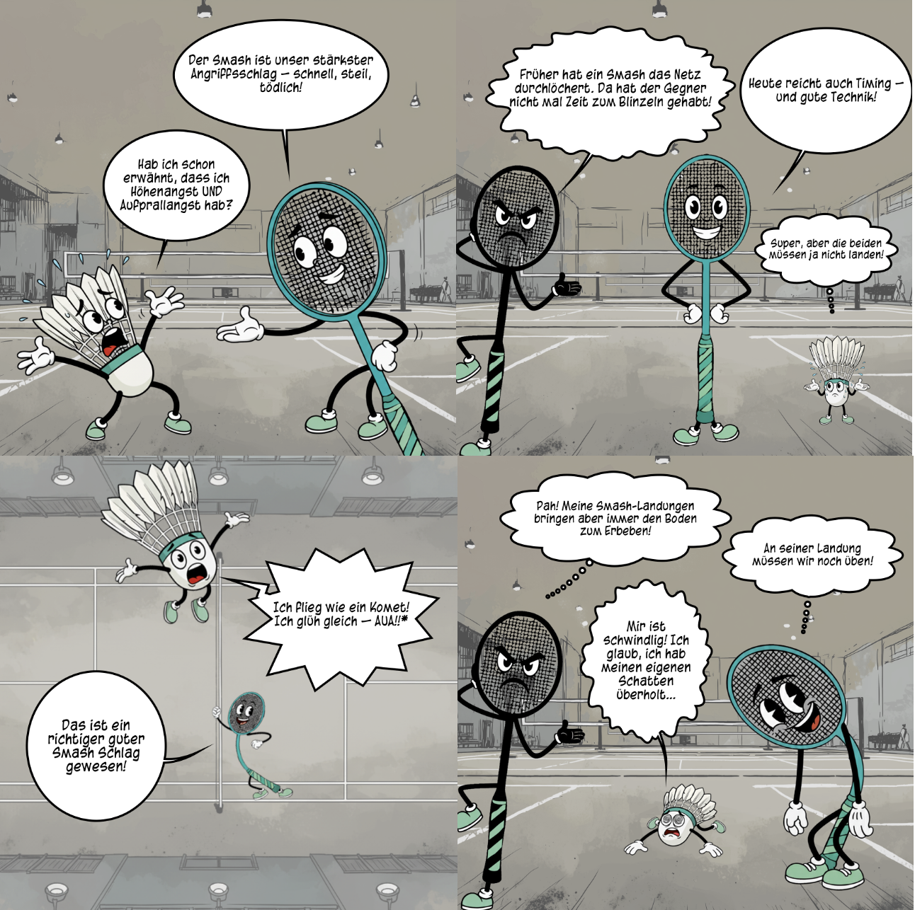Comic Badminton Basics: der Smash